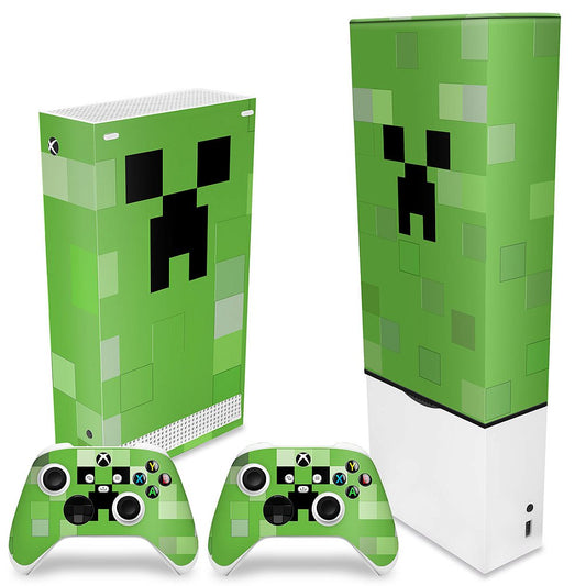 KIT Xbox Series S Capa Anti Poeira e Skin Anti-Rage Vertical - Creeper Minecraft