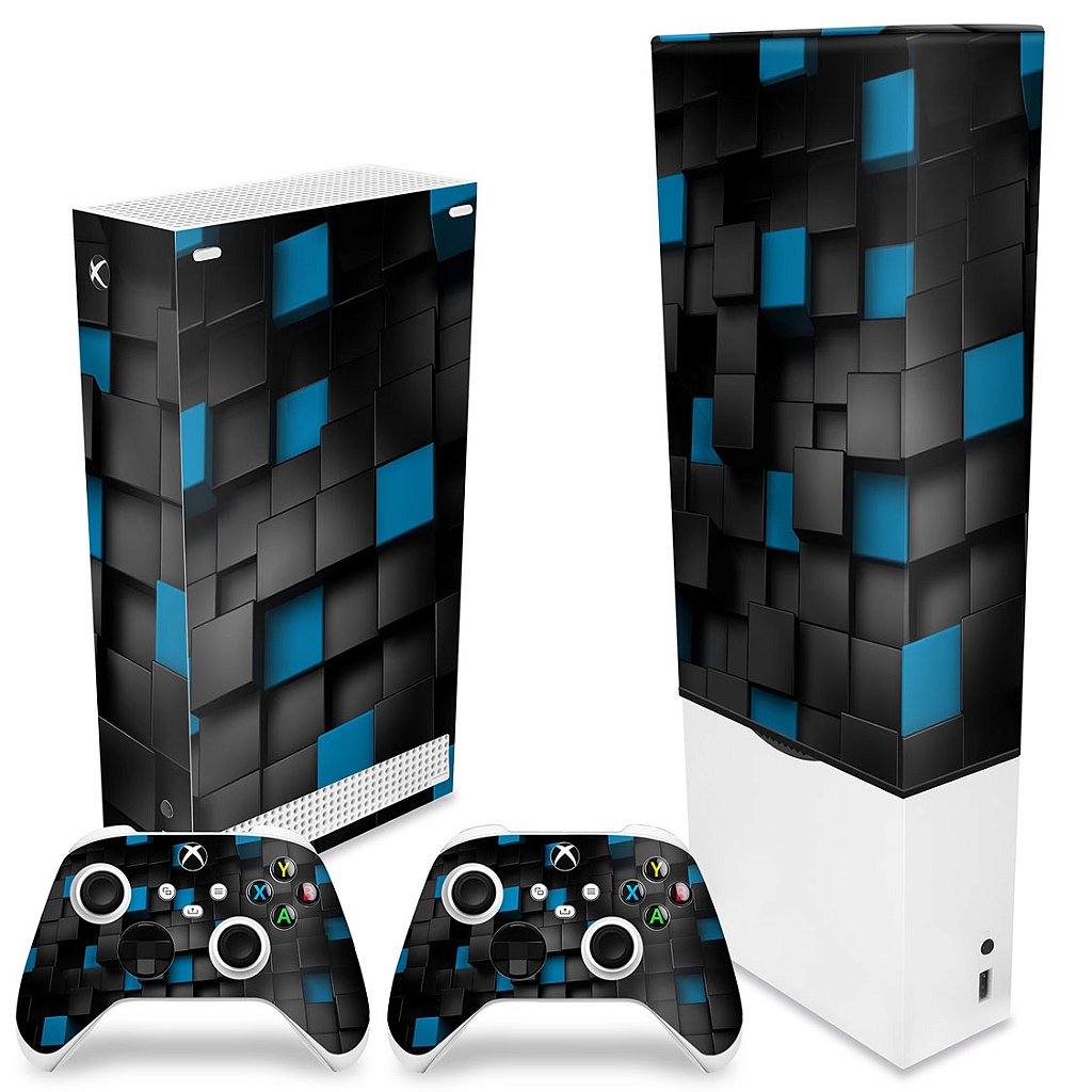 KIT Capa Anti Poeira e Skin Anti-Rage Xbox Series S Vertical - Cubos - Pop Arte Skins - foto 2
