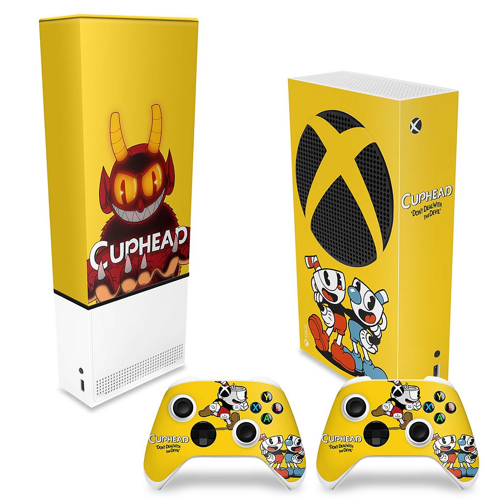 KIT Capa Anti Poeira e Skin Anti-Rage Xbox Series S Vertical - Cuphead