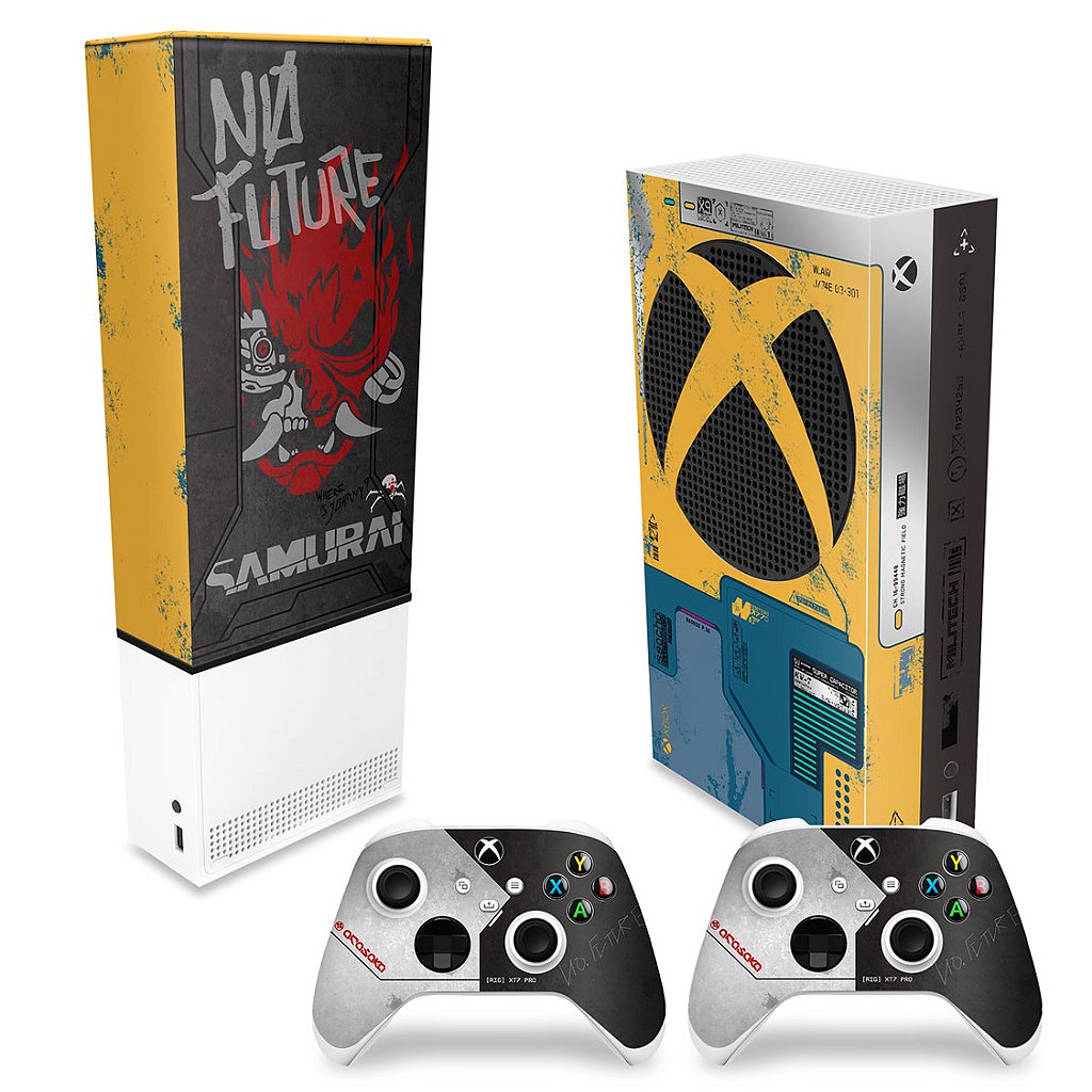 KIT Capa Anti Poeira e Skin Anti-Rage Xbox Series S Vertical - Cyberpunk 2077 Bundle
