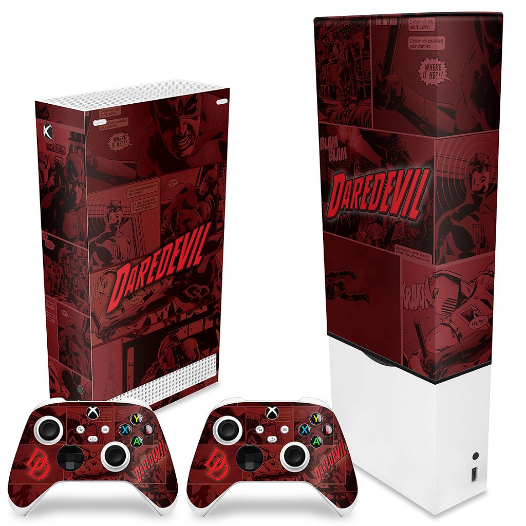 KIT Capa Anti Poeira e Skin Anti-Rage Xbox Series S Vertical - Daredevil Demolidor Comics - Pop Arte Skins - foto 2