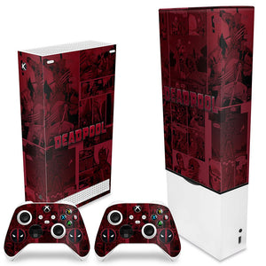 KIT Capa Anti Poeira e Skin Anti-Rage Xbox Series S Vertical - Deadpool Comics - Pop Arte Skins - foto 2