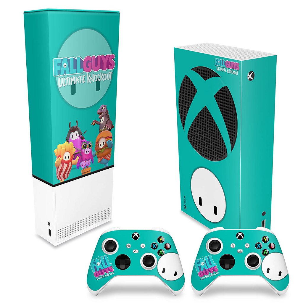 KIT Capa Anti Poeira e Skin Anti-Rage Xbox Series S Vertical - Fall Guys