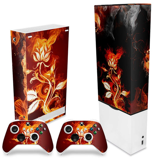 KIT Xbox Series S Capa Anti Poeira e Skin Anti-Rage Vertical - Fire Flower