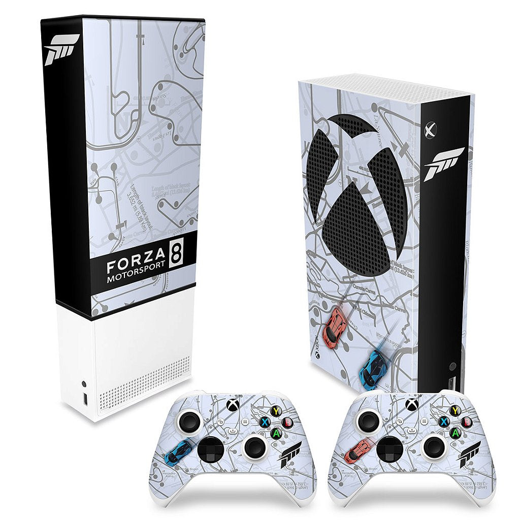 KIT Capa Anti Poeira e Skin Anti-Rage Xbox Series S Vertical - Forza Motor Sport 8