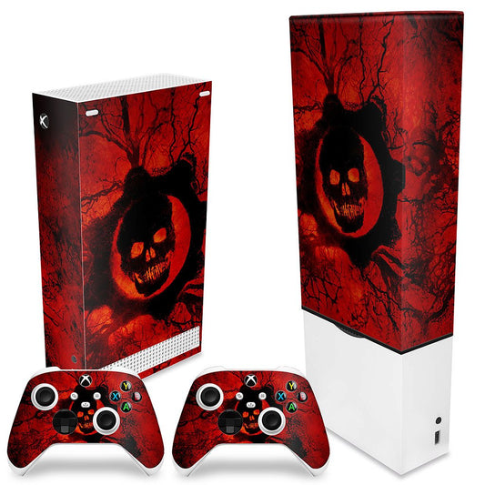 KIT Xbox Series S Capa Anti Poeira e Skin Anti-Rage Vertical - Gears of War - Skull