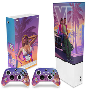 KIT Capa Anti Poeira e Skin Anti-Rage Xbox Series S Vertical - GTA 6 VI - Pop Arte Skins - foto 2