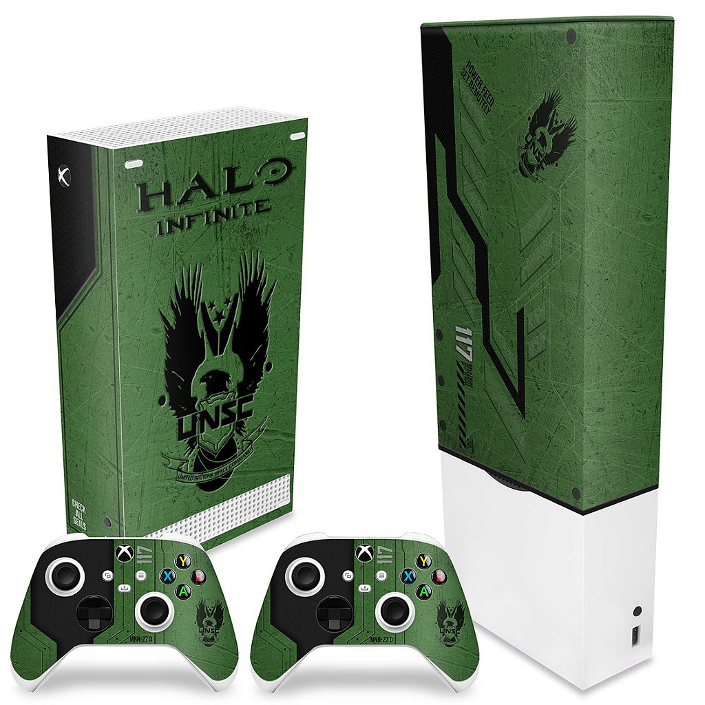 KIT Capa Anti Poeira e Skin Anti-Rage Xbox Series S Vertical - Halo Infinite - Pop Arte Skins - foto 2