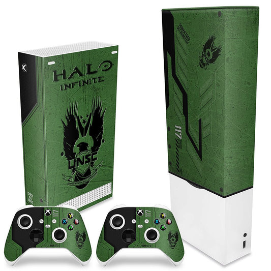 KIT Xbox Series S Capa Anti Poeira e Skin Anti-Rage Vertical - Halo Infinite