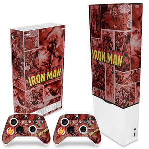 KIT Capa Anti Poeira e Skin Anti-Rage Xbox Series S Vertical - Homem De Ferro Comics - Pop Arte Skins - foto 2