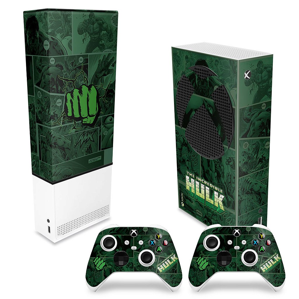 KIT Capa Anti Poeira e Skin Anti-Rage Xbox Series S Vertical - Hulk Comics