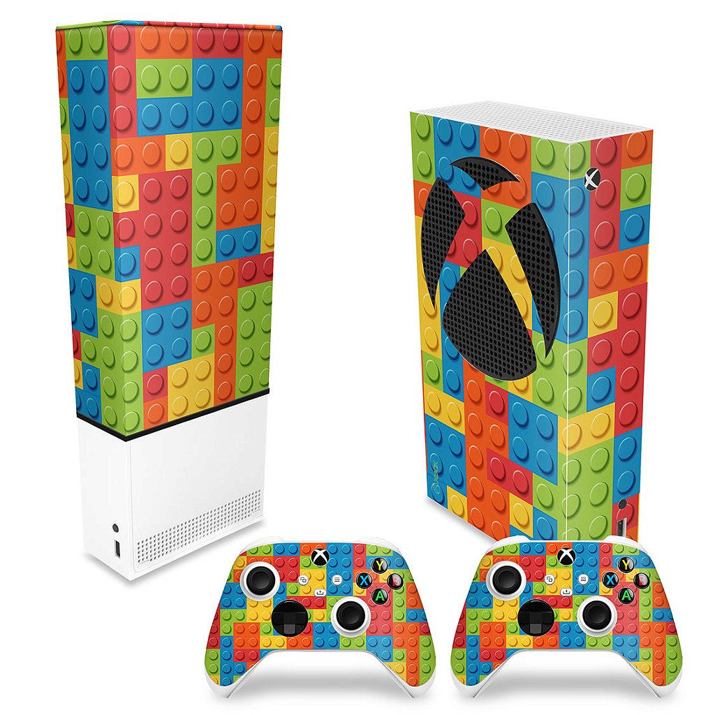 KIT Capa Anti Poeira e Skin Anti-Rage Xbox Series S Vertical - Lego Peça