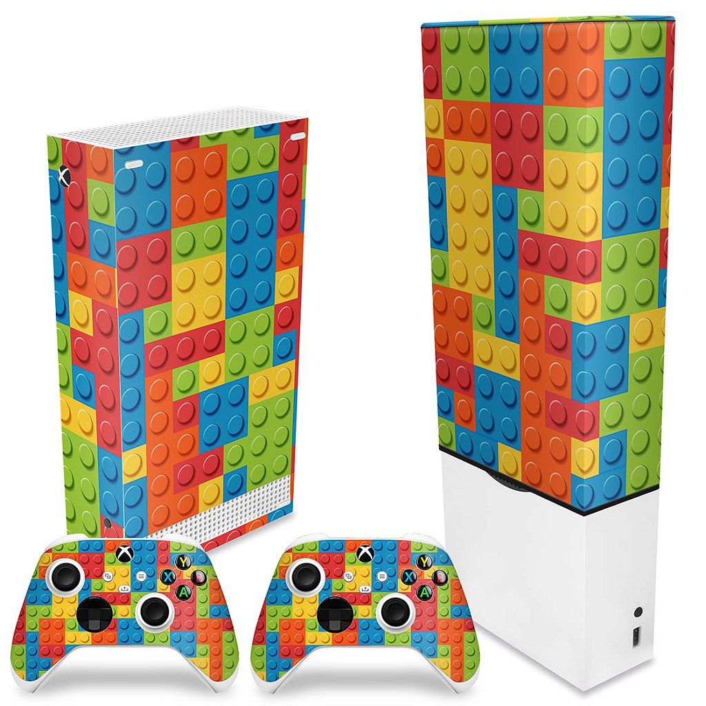 KIT Capa Anti Poeira e Skin Anti-Rage Xbox Series S Vertical - Lego Peça - Pop Arte Skins - foto 2