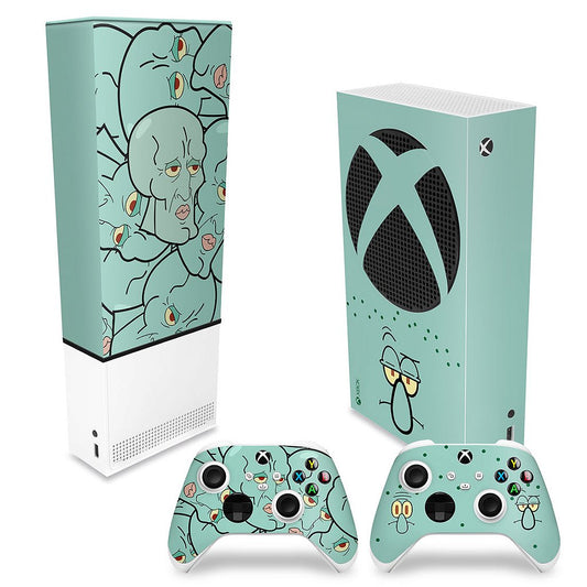 KIT Capa Anti Poeira e Skin Anti-Rage Xbox Series S Vertical - Lula Molusco Bob Esponja