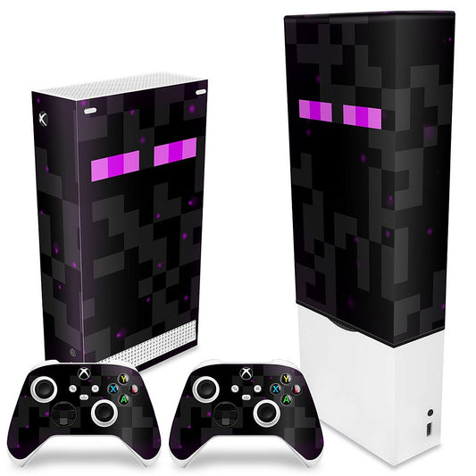 KIT Xbox Series S Capa Anti Poeira e Skin Anti-Rage Vertical - Minecraft Enderman