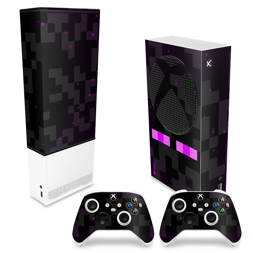 KIT Capa Anti Poeira e Skin Anti-Rage Xbox Series S Vertical - Minecraft Enderman