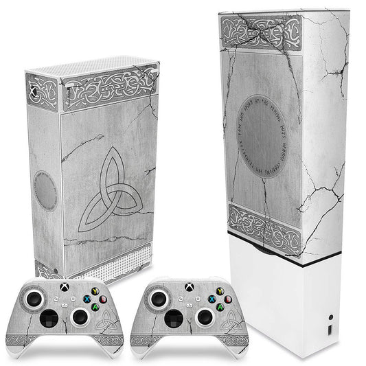 KIT Xbox Series S Capa Anti Poeira e Skin Anti-Rage Vertical - Mjolnir Thor Amor e Trovão