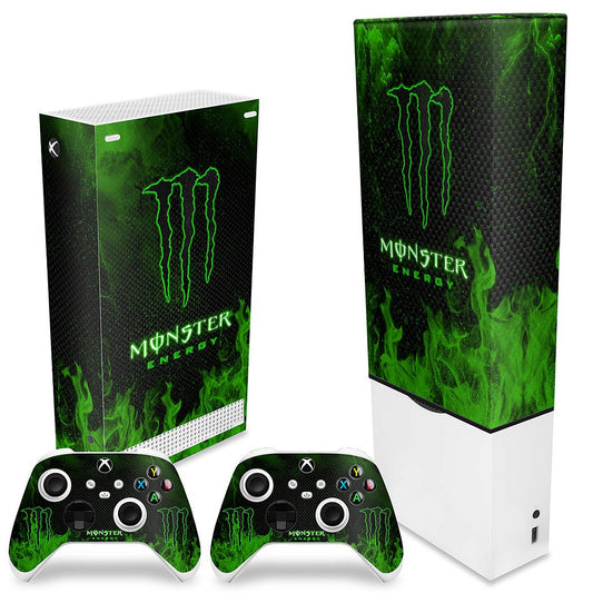 KIT Xbox Series S Capa Anti Poeira e Skin Anti-Rage Vertical - Monster Energy Drink