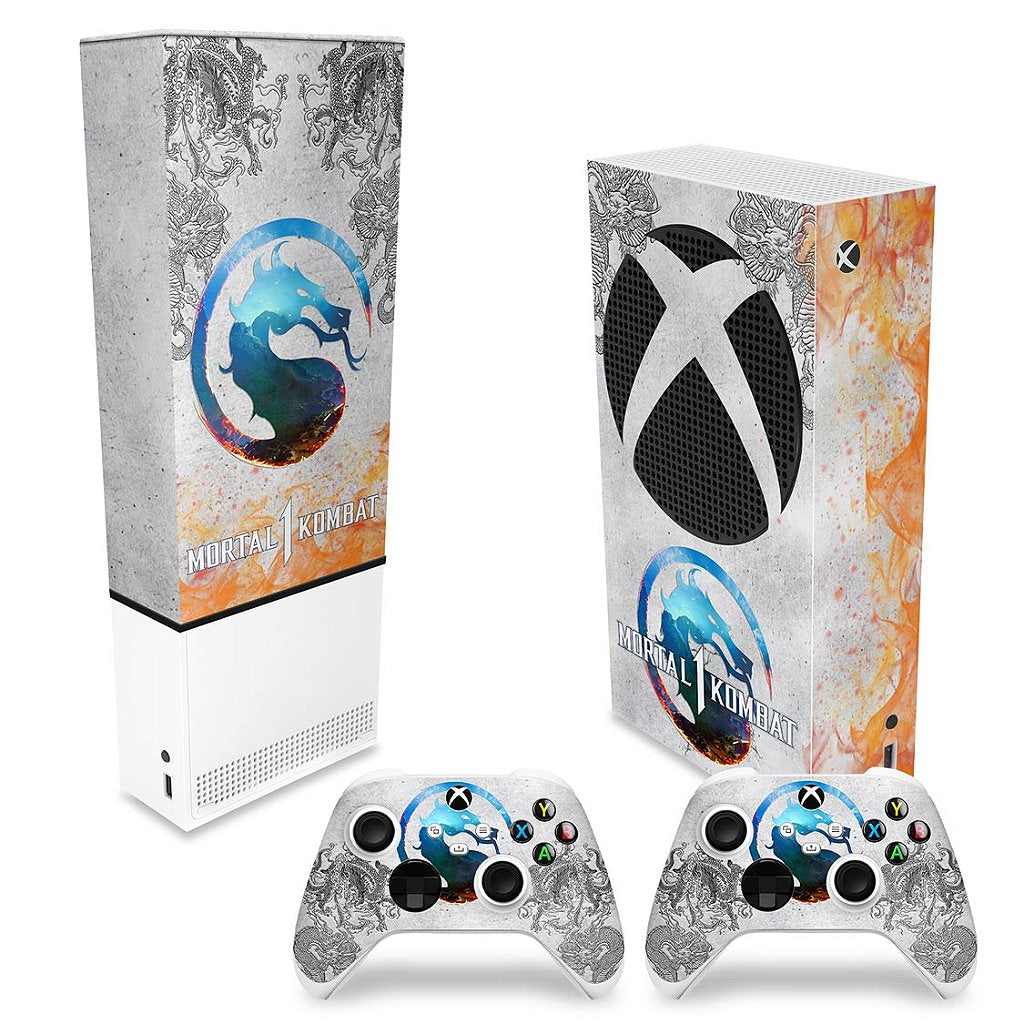 KIT Capa Anti Poeira e Skin Anti-Rage Xbox Series S Vertical - Mortal Kombat 1