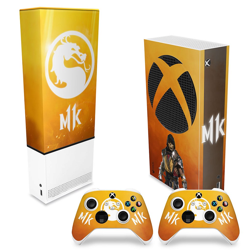 KIT Capa Anti Poeira e Skin Anti-Rage Xbox Series S Vertical - Mortal Kombat 11