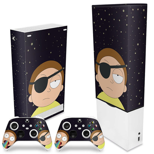 KIT Xbox Series S Capa Anti Poeira e Skin Anti-Rage Vertical - Morty Rick And Morty