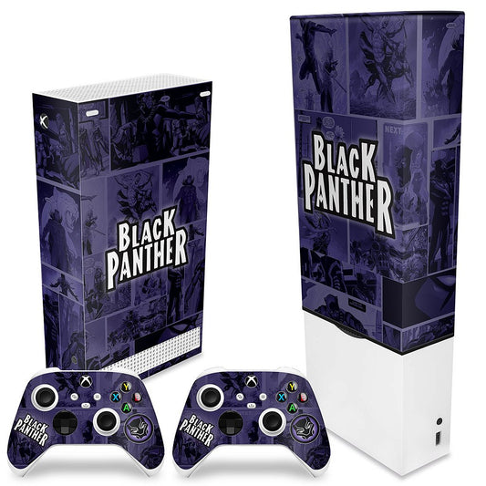 KIT Xbox Series S Capa Anti Poeira e Skin Anti-Rage Vertical - Pantera Negra Comics