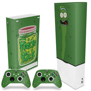 KIT Capa Anti Poeira e Skin Anti-Rage Xbox Series S Vertical - Pickle Rick And Morty - Pop Arte Skins - foto 2