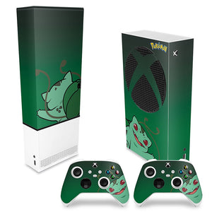 KIT Capa Anti Poeira e Skin Anti-Rage Xbox Series S Vertical - Pokemon Bulbasaur