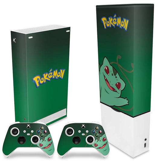 KIT Xbox Series S Capa Anti Poeira e Skin Anti-Rage Vertical - Pokemon Bulbasaur