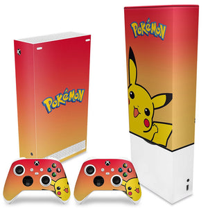 KIT Capa Anti Poeira e Skin Anti-Rage Xbox Series S Vertical - Pokemon Pikachu - Pop Arte Skins - foto 2