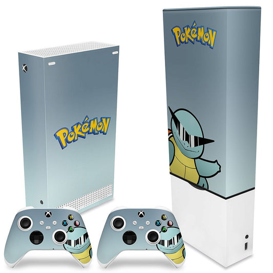 KIT Xbox Series S Capa Anti Poeira e Skin Anti-Rage Vertical - Pokemon Squirtle