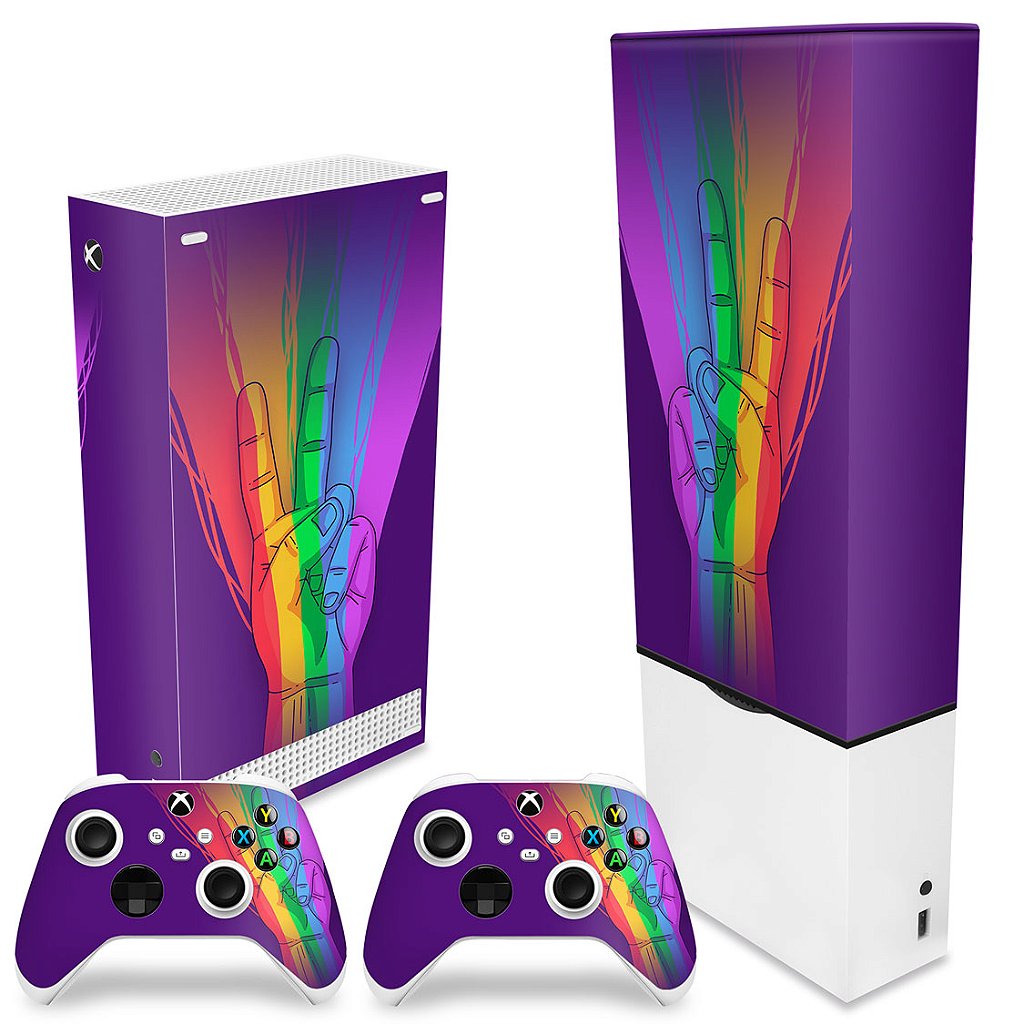 KIT Capa Anti Poeira e Skin Anti-Rage Xbox Series S Vertical - Rainbow Colors Colorido - Pop Arte Skins - foto 2