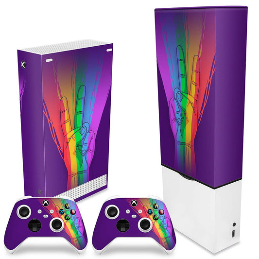 KIT Xbox Series S Capa Anti Poeira e Skin Anti-Rage Vertical - Rainbow Colors Colorido