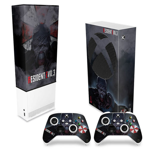 KIT Capa Anti Poeira e Skin Anti-Rage Xbox Series S Vertical - Resident Evil 3 Remake