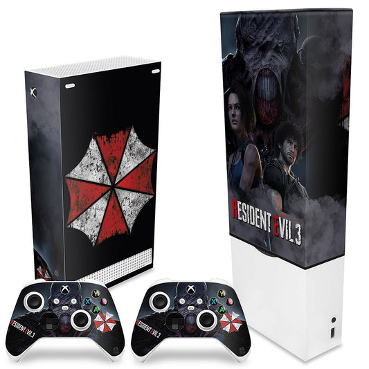 KIT Xbox Series S Capa Anti Poeira e Skin Anti-Rage Vertical - Resident Evil 3 Remake