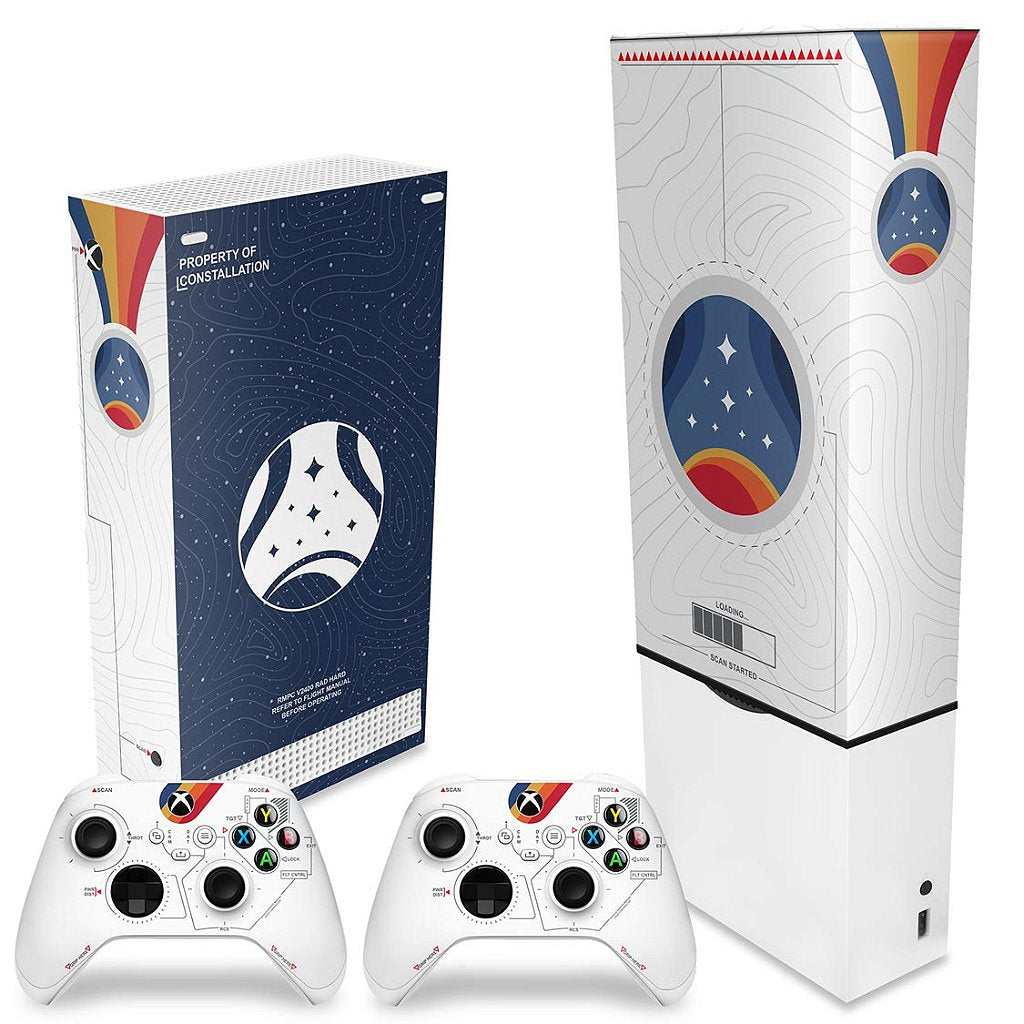 KIT Capa Anti Poeira e Skin Anti-Rage Xbox Series S Vertical - Starfield Edition - Pop Arte Skins - foto 2