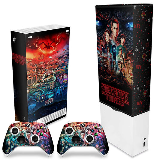 KIT Xbox Series S Capa Anti Poeira e Skin Anti-Rage Vertical - Stranger Things
