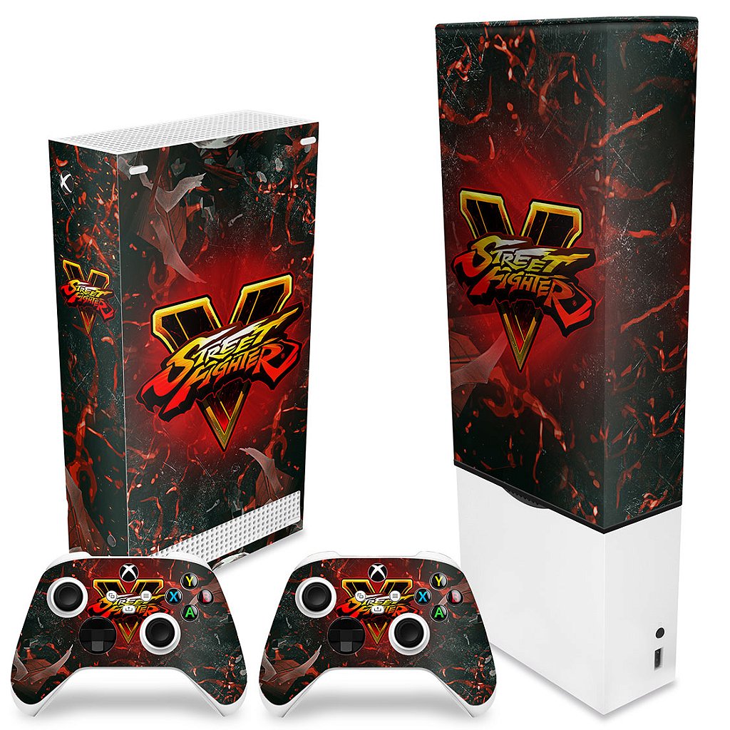KIT Capa Anti Poeira e Skin Anti-Rage Xbox Series S Vertical - Street Fighter V - Pop Arte Skins - foto 2