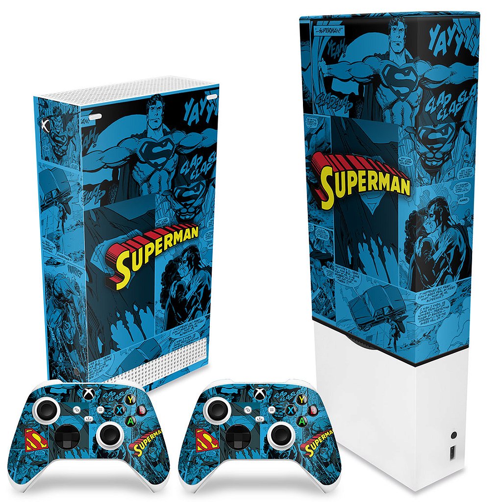 KIT Capa Anti Poeira e Skin Anti-Rage Xbox Series S Vertical - Superman Comics - Pop Arte Skins - foto 2