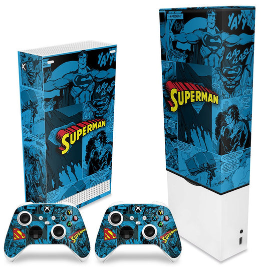 KIT Xbox Series S Capa Anti Poeira e Skin Anti-Rage Vertical - Superman Comics