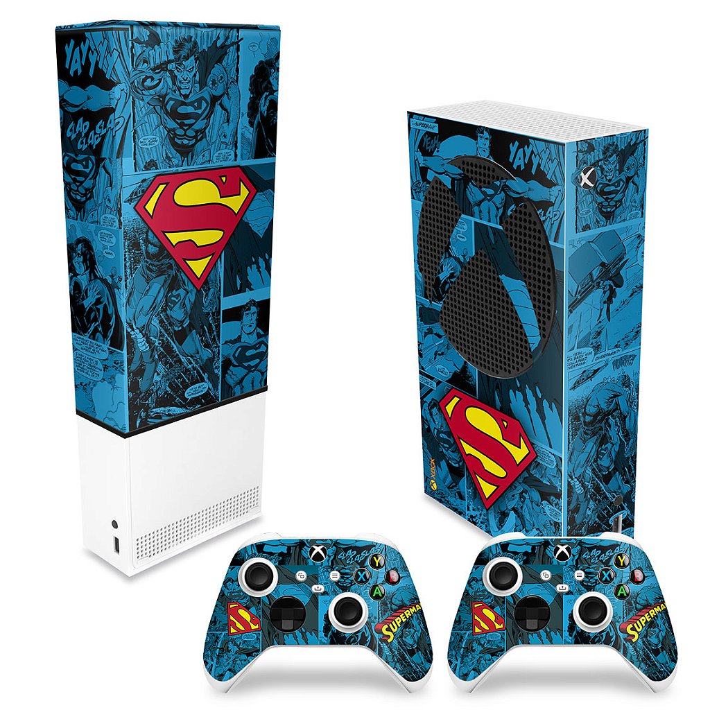KIT Capa Anti Poeira e Skin Anti-Rage Xbox Series S Vertical - Superman Comics