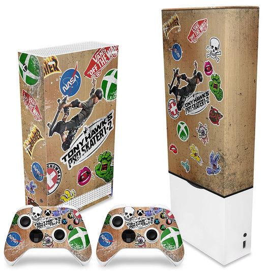 KIT Capa Anti Poeira e Skin Anti-Rage Xbox Series S Vertical - Tony Hawk's Pro Skater