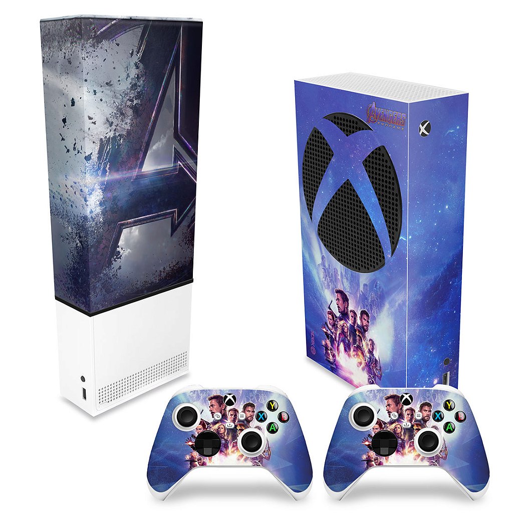 KIT Capa Anti Poeira e Skin Anti-Rage Xbox Series S Vertical - Vingadores Ultimato Endgame