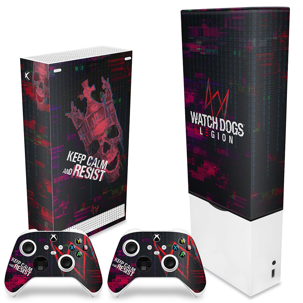 KIT Capa Anti Poeira e Skin Anti-Rage Xbox Series S Vertical - Watch Dogs Legion - Pop Arte Skins - foto 2