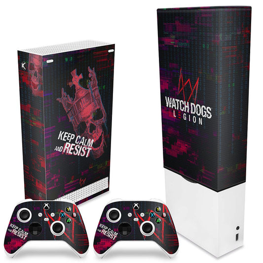 KIT Capa Anti Poeira e Skin Anti-Rage Xbox Series S Vertical - Watch Dogs Legion