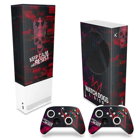 KIT Capa Anti Poeira e Skin Anti-Rage Xbox Series S Vertical - Watch Dogs Legion