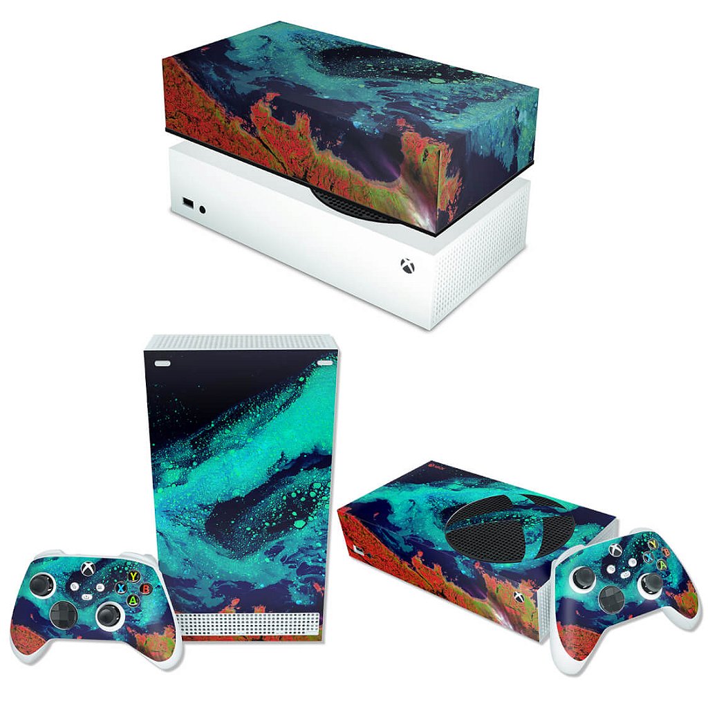 KIT Xbox Series S Skin Anti-Rage e Capa Anti Poeira Horizontal - Abstrato #105