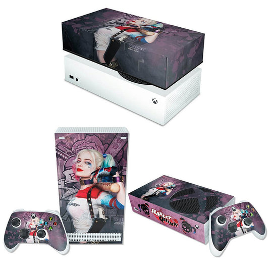 KIT Xbox Series S Skin Anti-Rage e Capa Anti Poeira Horizontal - Arlequina Harley Quinn