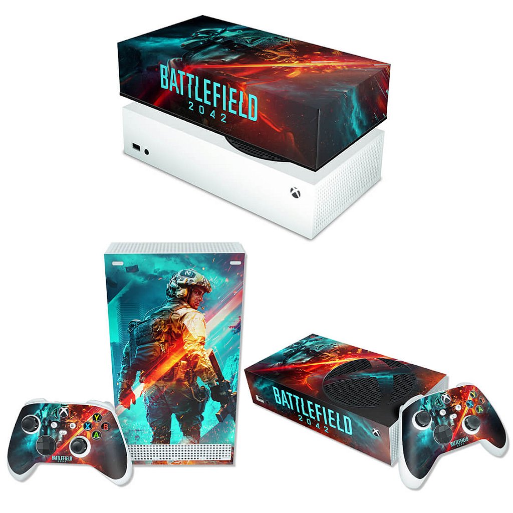 KIT Capa Anti Poeira e Skin Anti-Rage Xbox Series S Horizontal - Battlefield 2042