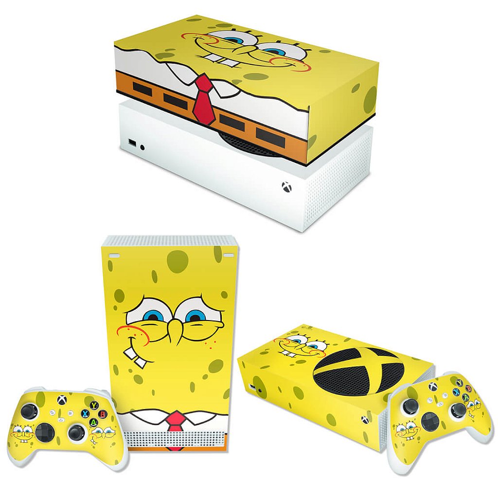 KIT Capa Anti Poeira e Skin Anti-Rage Xbox Series S Horizontal - Bob Esponja